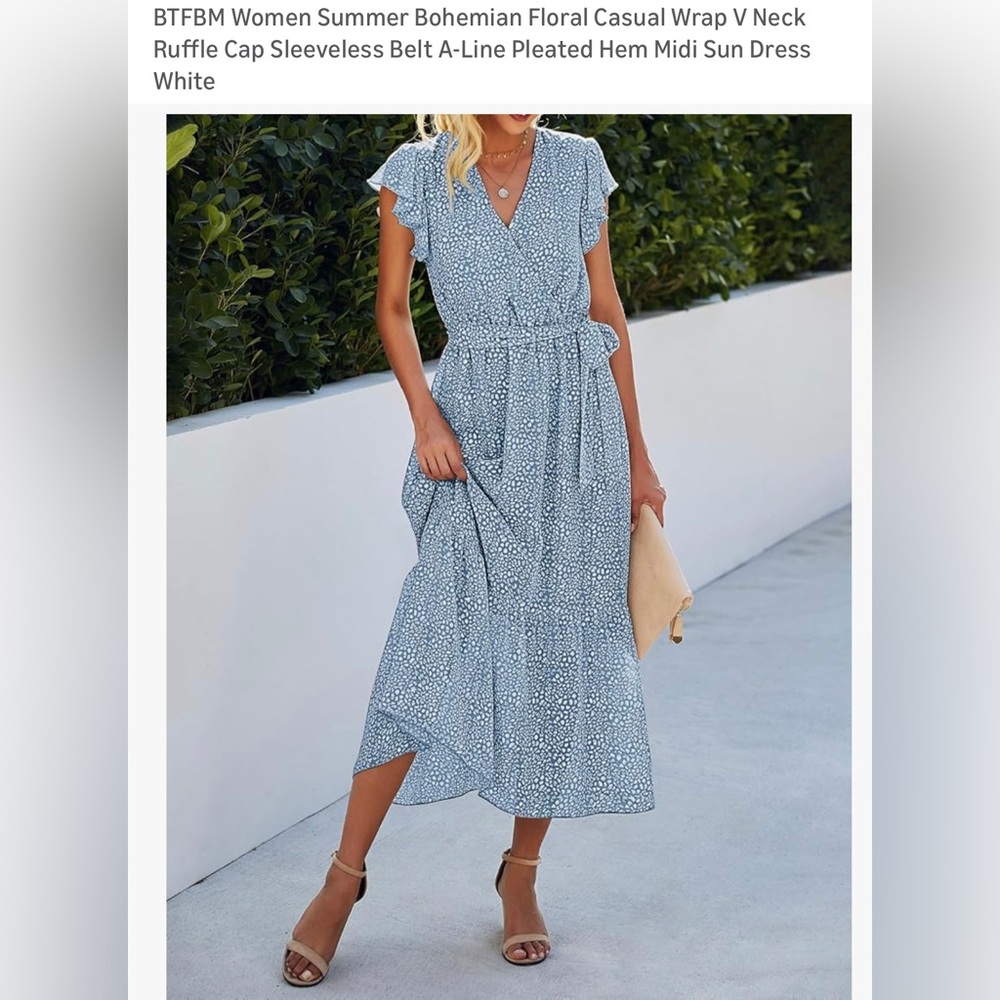 BTBFM Blue Floral Midi Dress